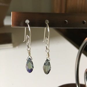 sterling silver blue bead earrings